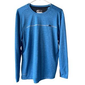 RUSSELL, training fit , long sleeve , medium , dri power 360 blue gray